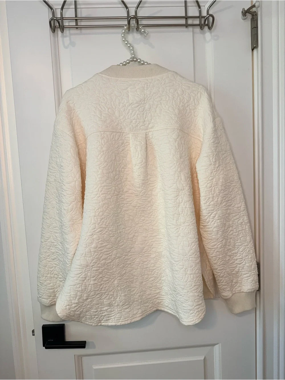 Le Lis Cream Quilted Button-Front Jacket Small NWT